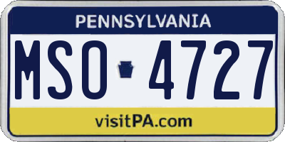 PA license plate MSO4727