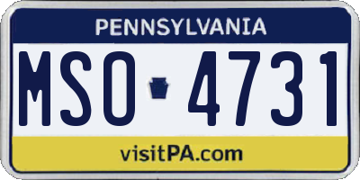 PA license plate MSO4731