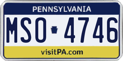 PA license plate MSO4746