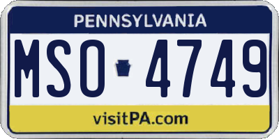 PA license plate MSO4749