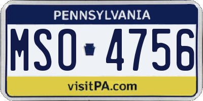 PA license plate MSO4756