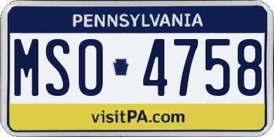 PA license plate MSO4758