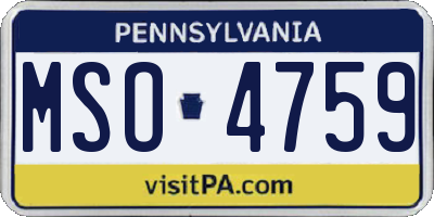 PA license plate MSO4759