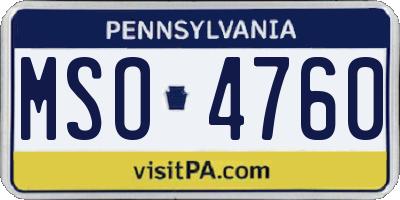 PA license plate MSO4760