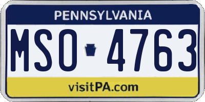 PA license plate MSO4763