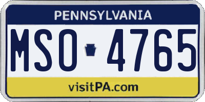 PA license plate MSO4765
