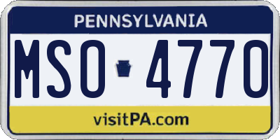 PA license plate MSO4770