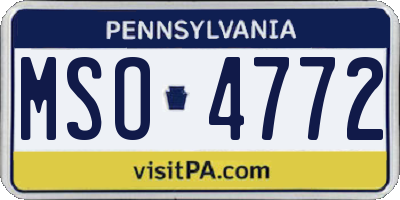 PA license plate MSO4772