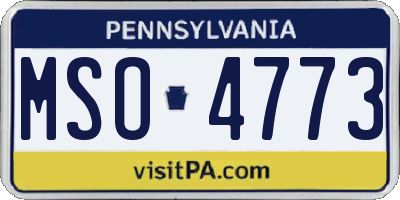 PA license plate MSO4773