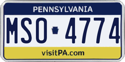 PA license plate MSO4774