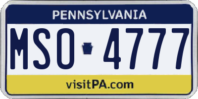 PA license plate MSO4777