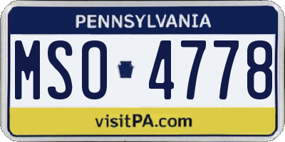 PA license plate MSO4778