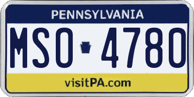 PA license plate MSO4780