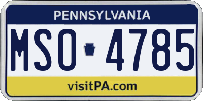 PA license plate MSO4785