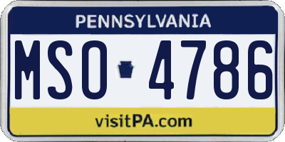PA license plate MSO4786