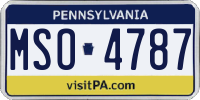 PA license plate MSO4787
