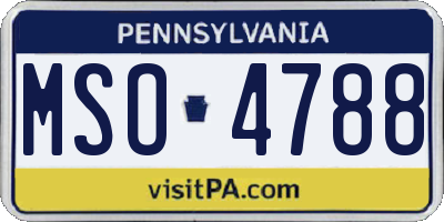 PA license plate MSO4788