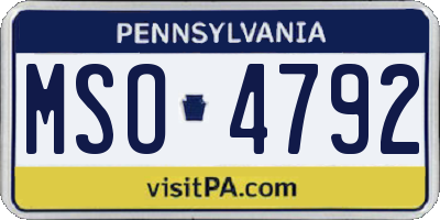 PA license plate MSO4792