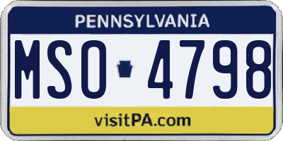 PA license plate MSO4798