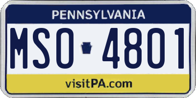 PA license plate MSO4801
