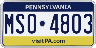 PA license plate MSO4803