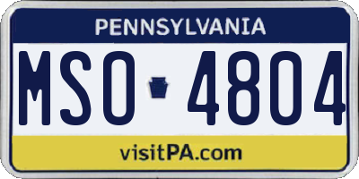 PA license plate MSO4804