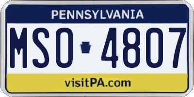 PA license plate MSO4807