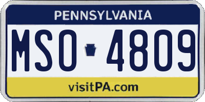 PA license plate MSO4809