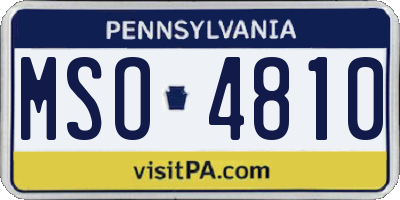 PA license plate MSO4810