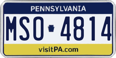 PA license plate MSO4814