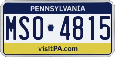 PA license plate MSO4815