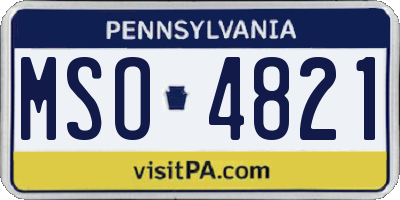 PA license plate MSO4821