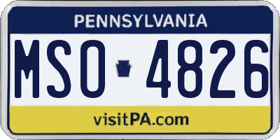 PA license plate MSO4826