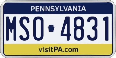 PA license plate MSO4831