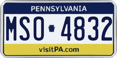 PA license plate MSO4832