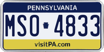 PA license plate MSO4833