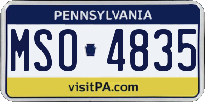 PA license plate MSO4835