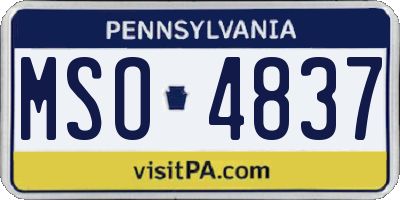 PA license plate MSO4837