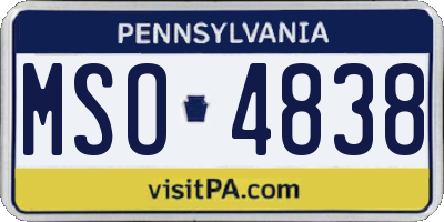 PA license plate MSO4838