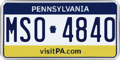 PA license plate MSO4840