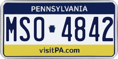 PA license plate MSO4842