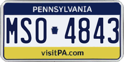 PA license plate MSO4843