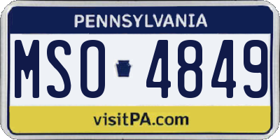 PA license plate MSO4849