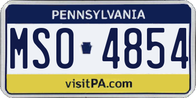 PA license plate MSO4854