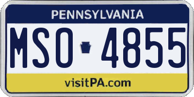 PA license plate MSO4855