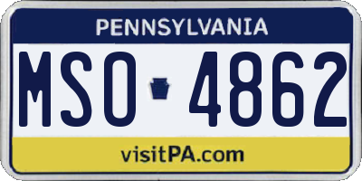 PA license plate MSO4862