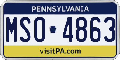 PA license plate MSO4863