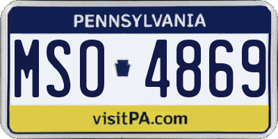 PA license plate MSO4869