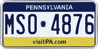 PA license plate MSO4876