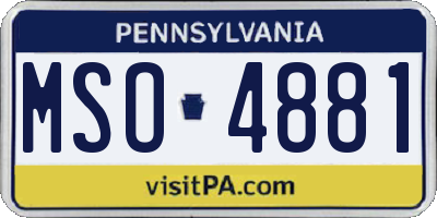 PA license plate MSO4881